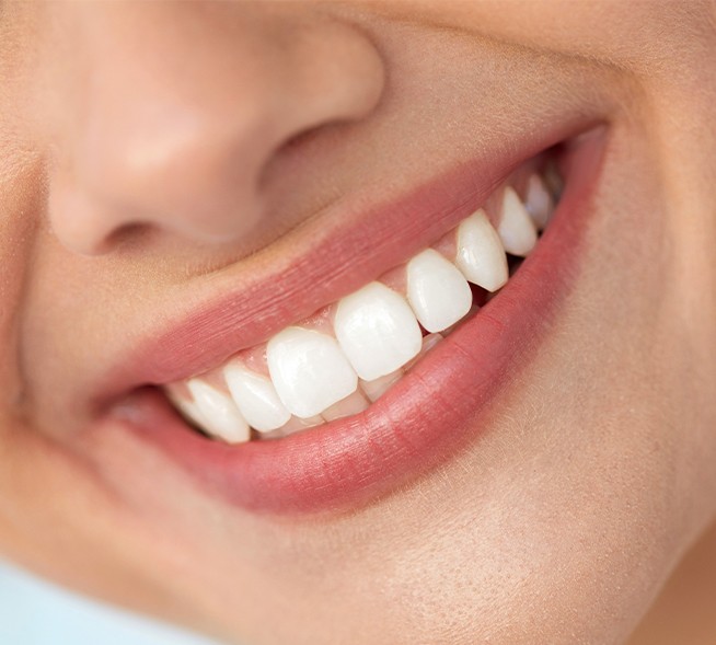 Closeup of healthy smile after periodontal therapy