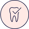 Animated tooth with checkmark indicating preventive dentistry