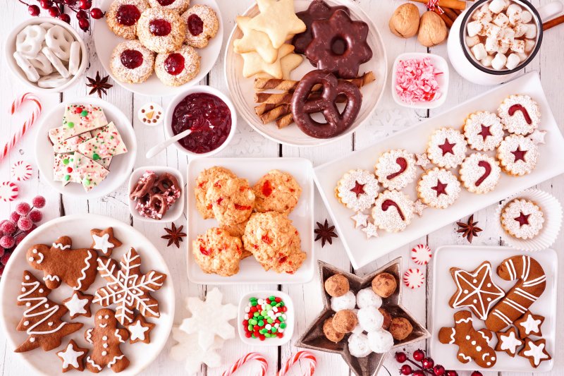 Christmas sweets on table